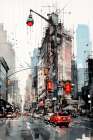 City streetscape.  (AI Generated) Art Print